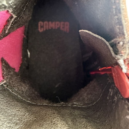 Camper leather ankle boots size 26 used, red with zipper