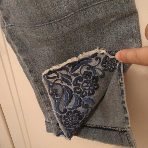 Boho denim pants used with embroidery, size 48