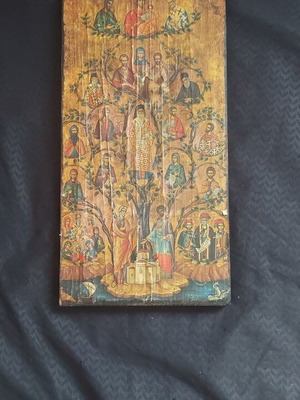 Very old paper religious icon used with saints of the Holy Metropolis