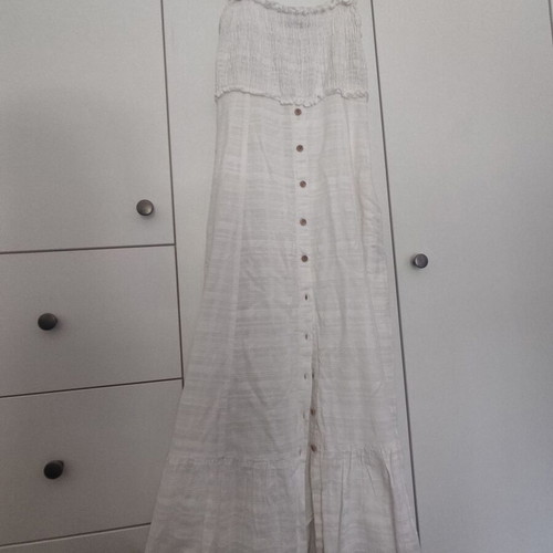 Zara long cotton dress beige boho chic romantic minimal XS used