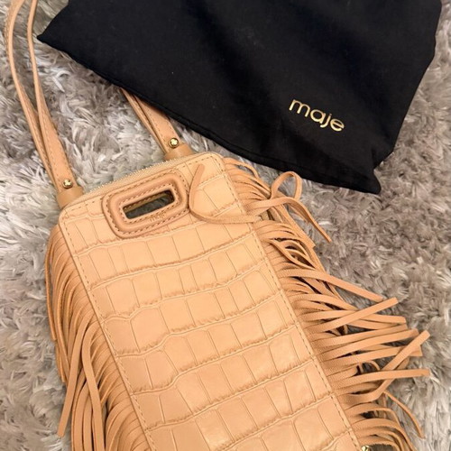 Maje Phone Bag crossbody beige genuine leather new