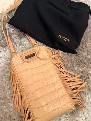 Maje Phone Bag crossbody beige genuine leather new