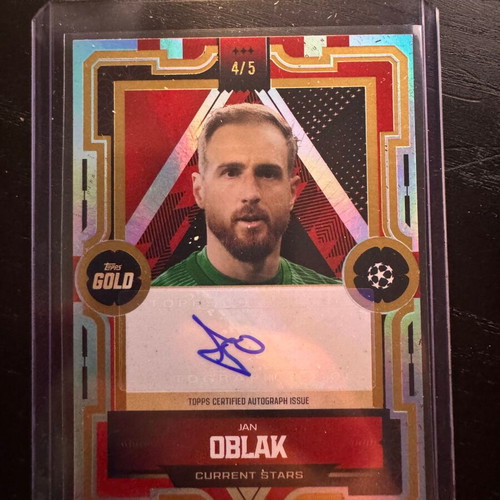 Topps Gold UCC 2026 Jan Oblak Auto 4/5 Athletico Madrid