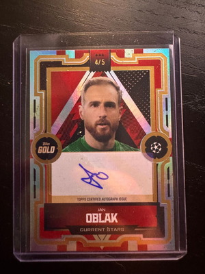 Topps Gold UCC 2026 Jan Oblak Auto 4/5 Athletico Madrid