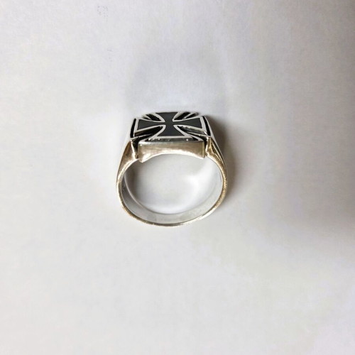 Men's Silver 826 Ring with Black Enamel, new