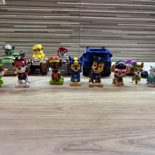 Paw Patrol figures and vehicles collection including Chase, Marshall, Rubble