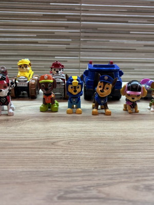 Paw Patrol figures and vehicles collection including Chase, Marshall, Rubble