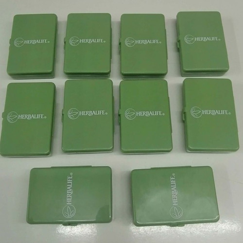 Herbalife pill organizer box new, green plastic, pack of 10