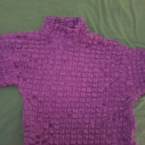 Zara blouse dark purple asymmetric with honeycomb pattern refurbished, medium