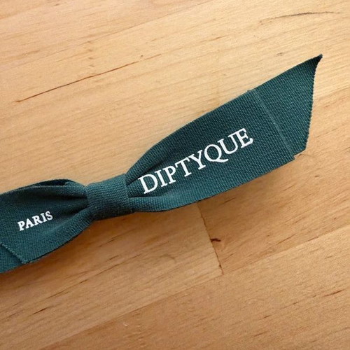 Diptyque bow new, green cotton with white print