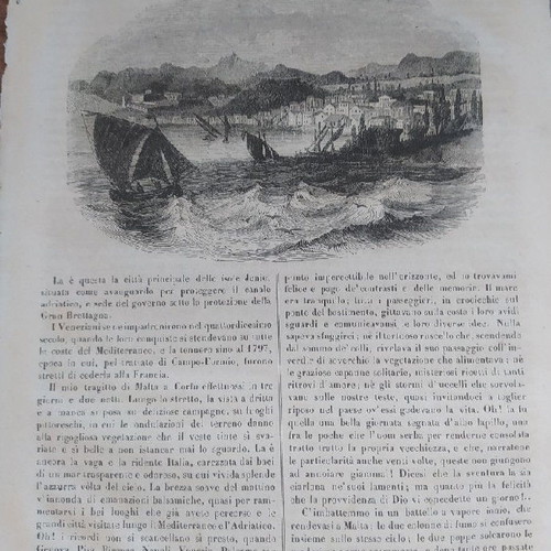 Woodcut 1840 Corfu used from museo scientifico