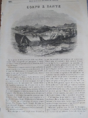Woodcut 1840 Corfu used from museo scientifico