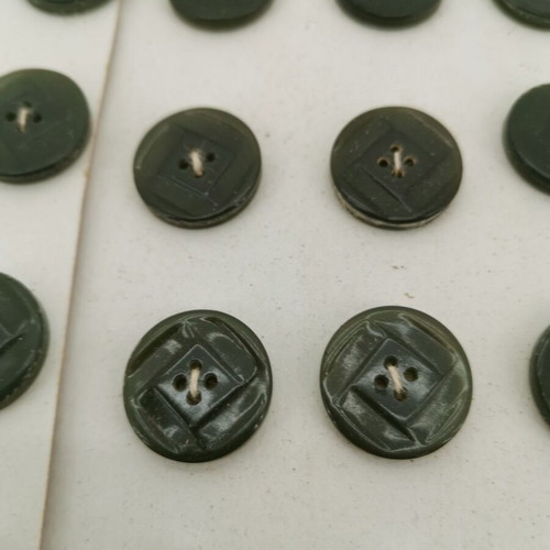 Green bone buttons used, pack of 40, 1960s vintage