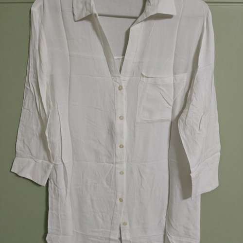 Bershka white long shirt tunic with belt, new