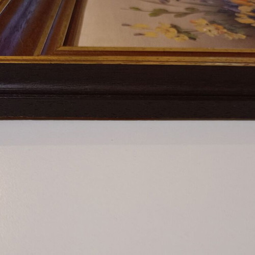 Ζωγραφική σε λάδι μεταχειρισμένη με ξύλινο κάδρο και χρυσαφένιες λεπτομέρειες