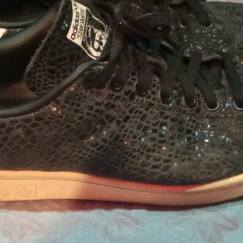 Adidas Stan Smith used athletic shoes, black croc design, size 40