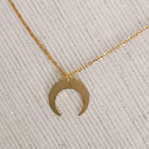 Steel crescent moon necklace new with adjustable clasp