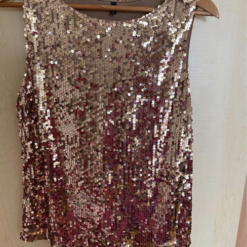 Benetton Gold Sequin Blouse new size M