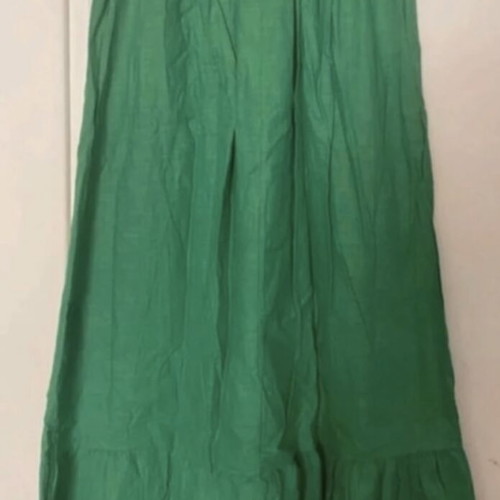 Summer set linen, crop top and A-line skirt, new, green, size large