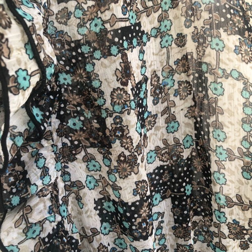 Boho summer top with smocked waist and ruffles, like new, size M