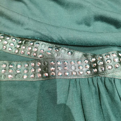 Strapless long blouse used, blue and green, size L
