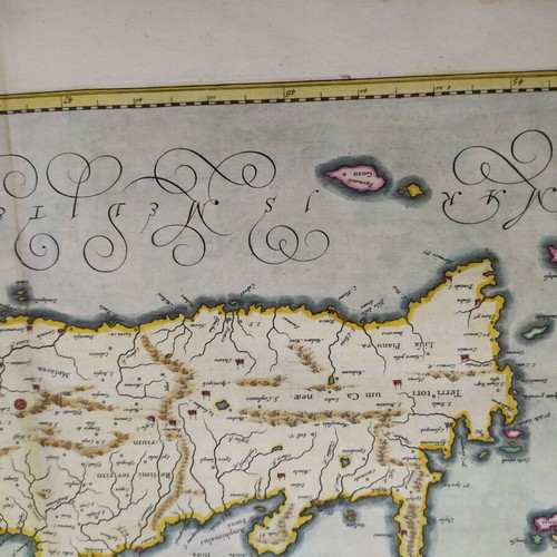 Authentic handcolored map of Crete by Blaeu used