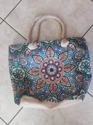 Beach bag new, beige hand-held