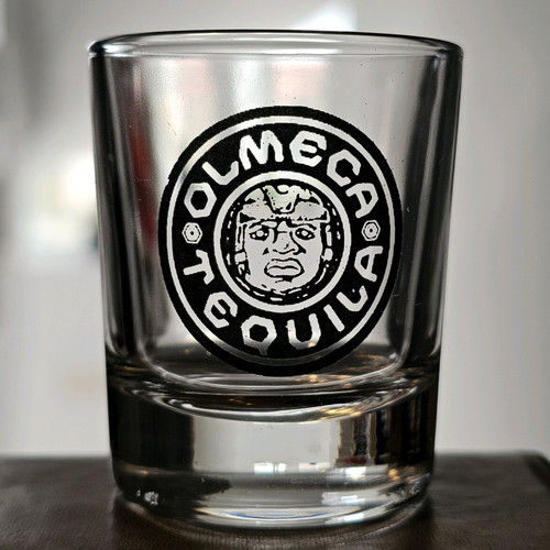 Olmeca Tequila shot glass used, collectible 40ml