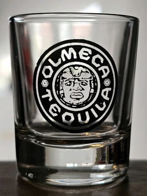 Olmeca Tequila shot glass used, collectible 40ml