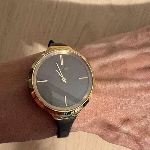 Calvin Klein women's watch with rubber strap, brown and gold