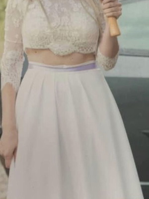 Wedding blouse skirt used, white and beige, size S