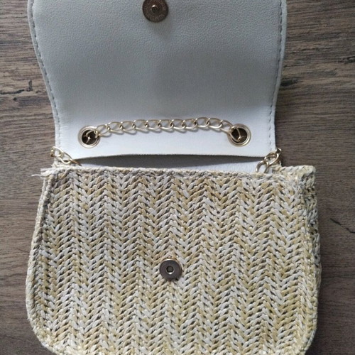 Straw crossbody bag like new, beige and gold