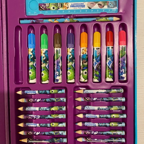 Disney Monsters University School Book Bag with Folder and Colouring Box new