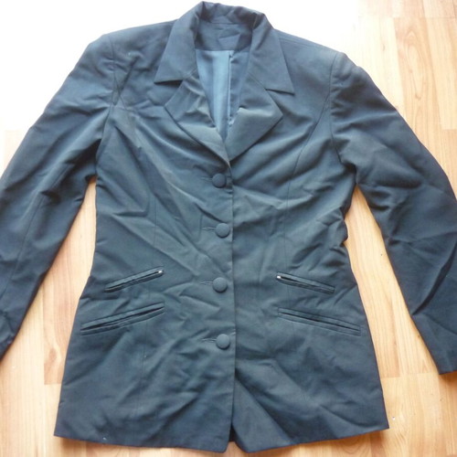 Women's black outing jacket no 38 used, wool polyester lycra
