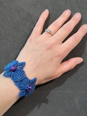 Macrame bracelet handmade new, blue and purple for kids and adults