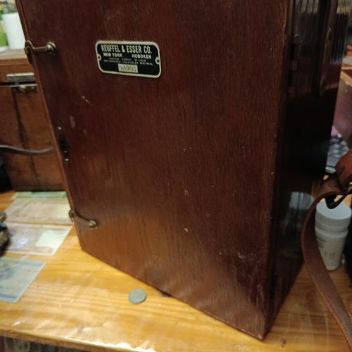 Topographic Surveying Instruments like new, 1936 set with tripod and plummet