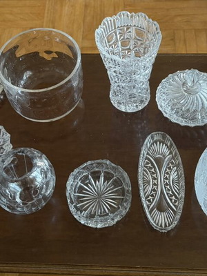 Set of 12 Crystal Items – Vases, Bowls, Bonbonnieres & Ashtrays