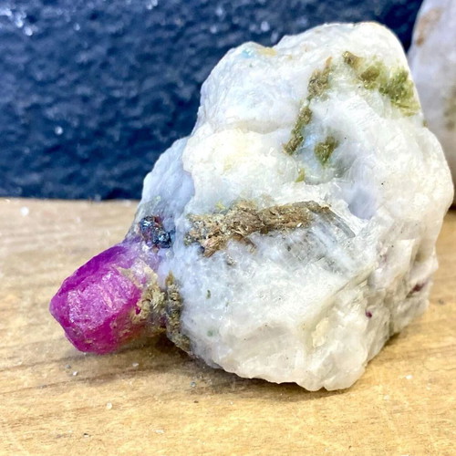 Natural rare raw ruby specimen in feldspar with mica new