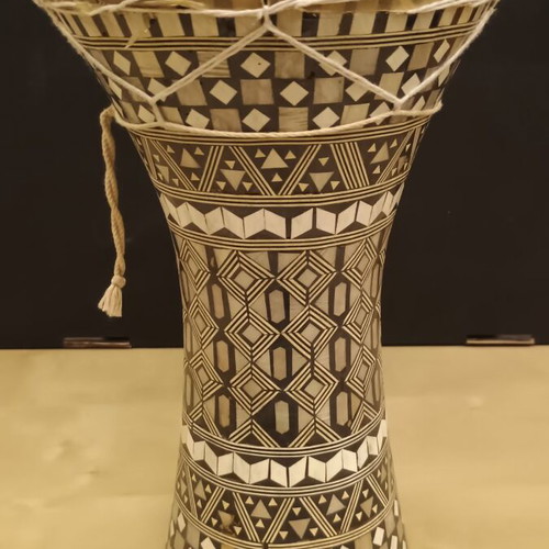 Doumbek Egyptian Type Wooden Used, Natural Skin, Rope-Tuned