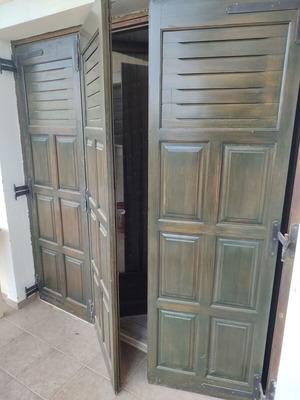 Wooden window frames used with glass, shutters and casings complete set