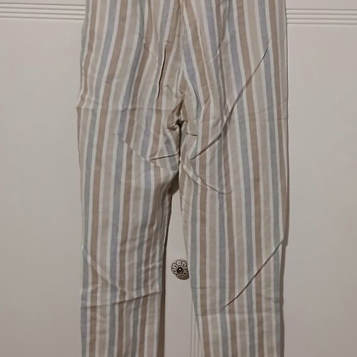 Attrattivo linen high-waisted pants used, beige, summer style