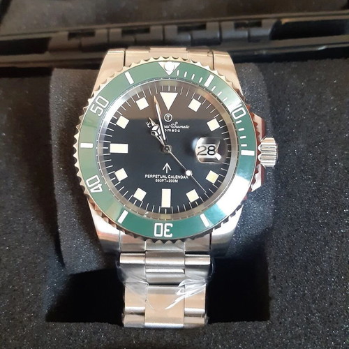 Chronotech Chronomat Seamatic Tritioum Green Kermit Automatic Watch new