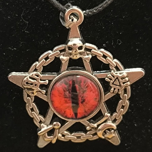 Gothic Pentagram Necklace with Red Dragon Eye Pendant new