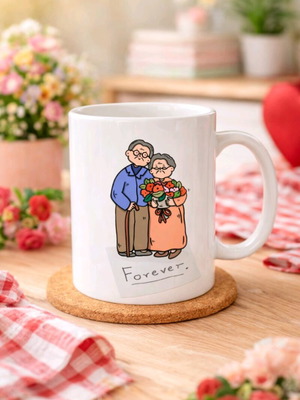Ceramic white mug 325ml for Valentine's Day and anniversary, new