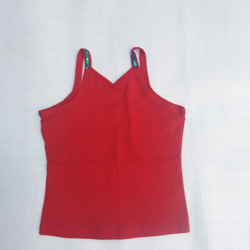 Red elastic top with sequined straps like new