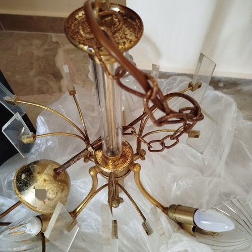 Vintage ceiling lights used, set of two, quadruple and triple