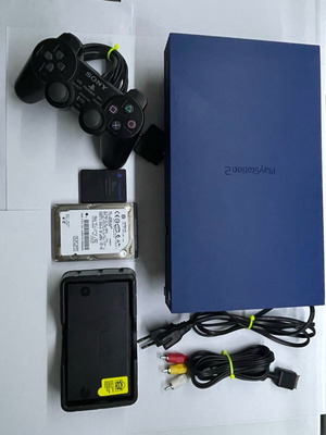 PlayStation 2 FAT custom διχρωμία μπλε/μαύρο σαν καινούργιο με HDD 250GB