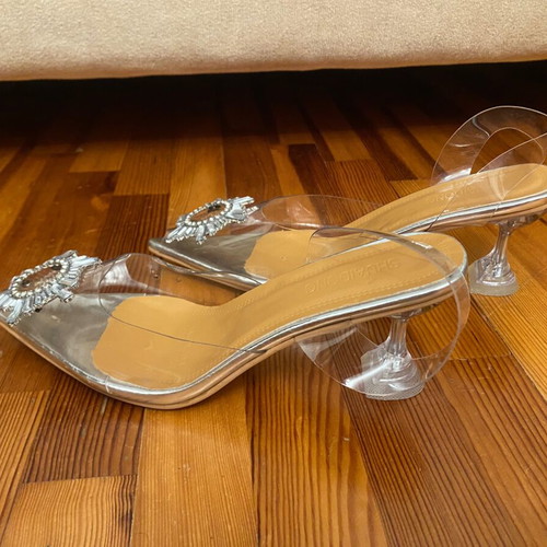 Pumps with Transparent Heel Size 38 New Silver