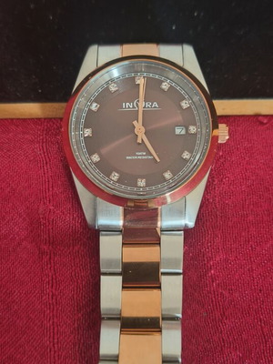 Inora ladies two tone stainless steel bracelet watch with crystals like new