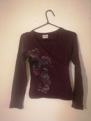Purple long-sleeved shirt used, wrap style, size S